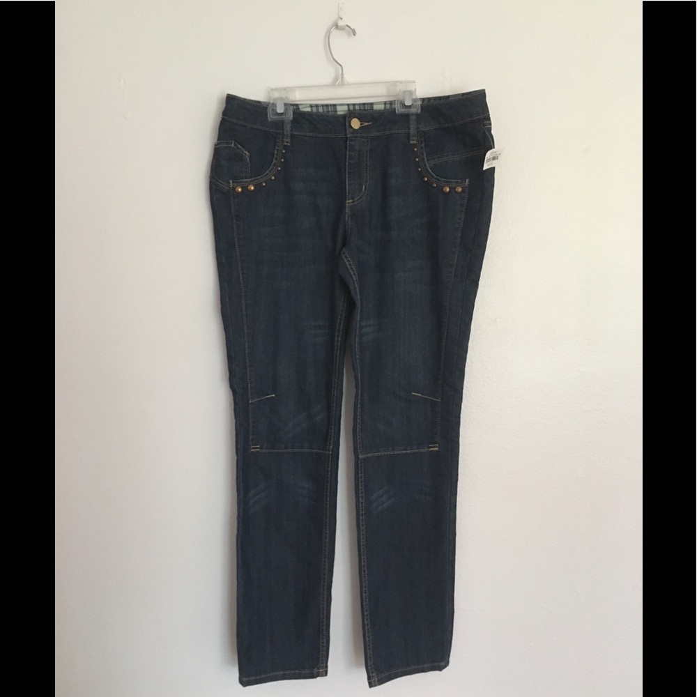 NWT Allen B Skinny Gold Stud Jeans 12